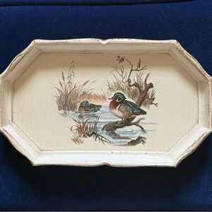 Vintage Decorative wooden Tray with Decoupage Duck Design